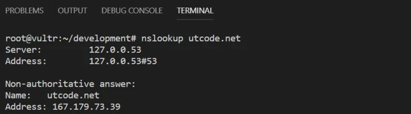 nslookupコマンドでドメインの名前解決